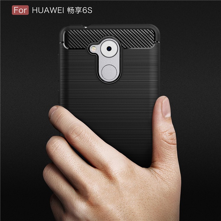 Carbon Fiber Brushed TPU Gel Case for Huawei Enjoy 6s - Black-9