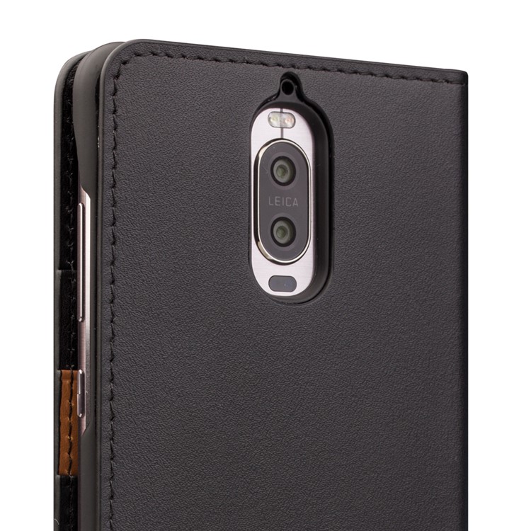 QIALINO Classic Gen II Top Layer Cowhide Leather Wallet Case for Huawei Mate 9 Pro/Porsche Design - Black-3