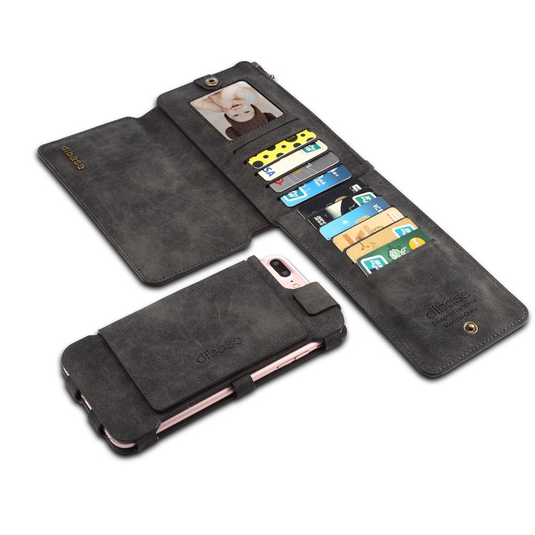DIBASE Multi-functional Detachable 2-in-1 Wallet Mobile Phone Case for Huawei P10 Plus - Black-5