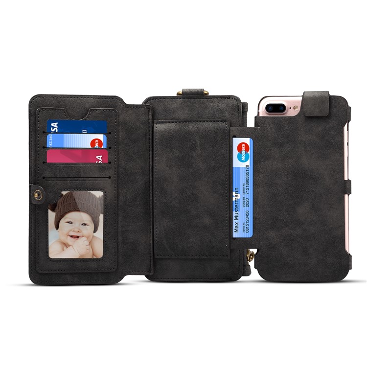 DIBASE Multi-functional Detachable 2-in-1 Wallet Mobile Phone Case for Huawei P10 Plus - Black-6