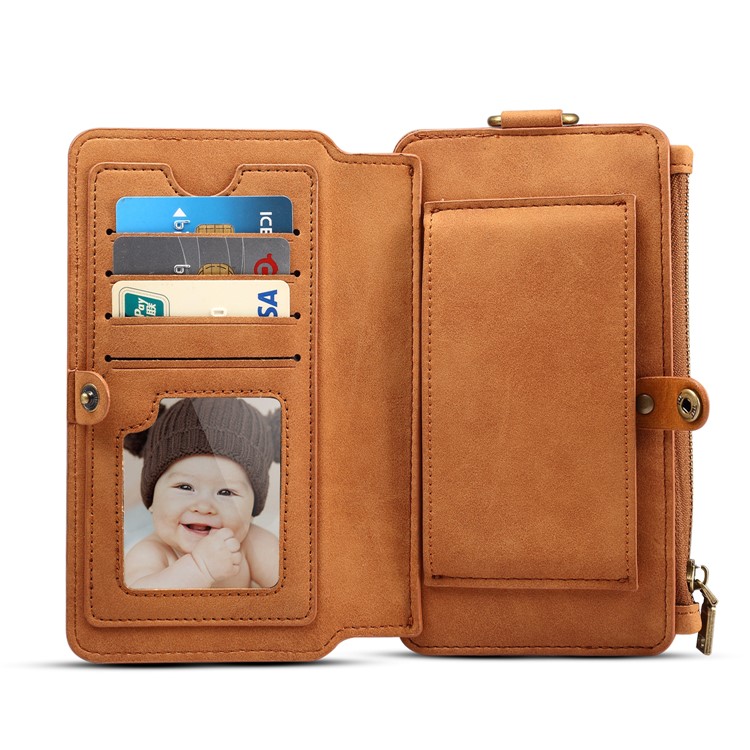 DIBASE Multifunctional Detachable 2-in-1 Wallet Mobile Phone Case Shell for Huawei P10 Plus - Brown-2