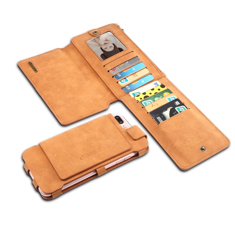 DIBASE Multifunctional Detachable 2-in-1 Wallet Mobile Phone Case Shell for Huawei P10 Plus - Brown-5