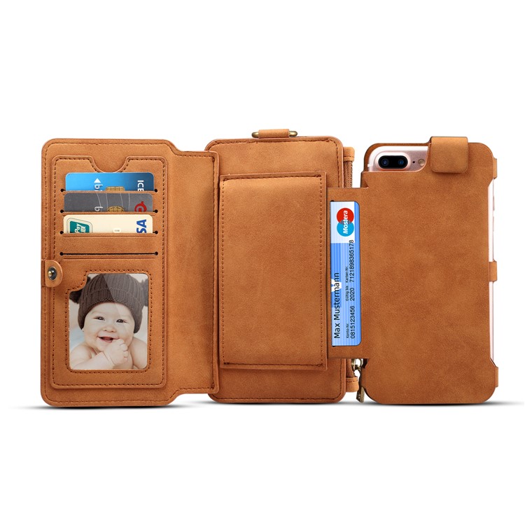 DIBASE Multifunctional Detachable 2-in-1 Wallet Mobile Phone Case Shell for Huawei P10 Plus - Brown-6