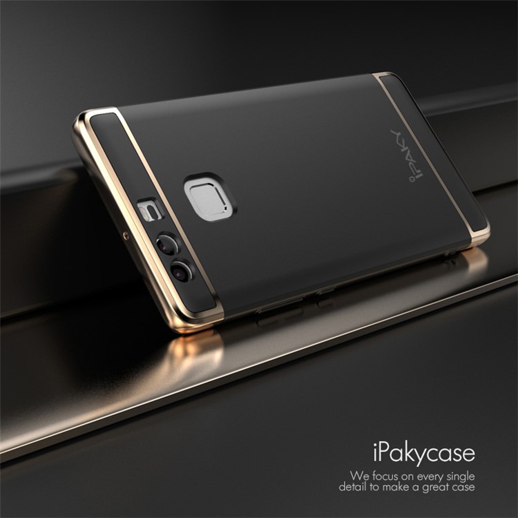IPAKY 3-in-1 Electroplating PC Hard Mobile Case for Huawei P9 - Black-1