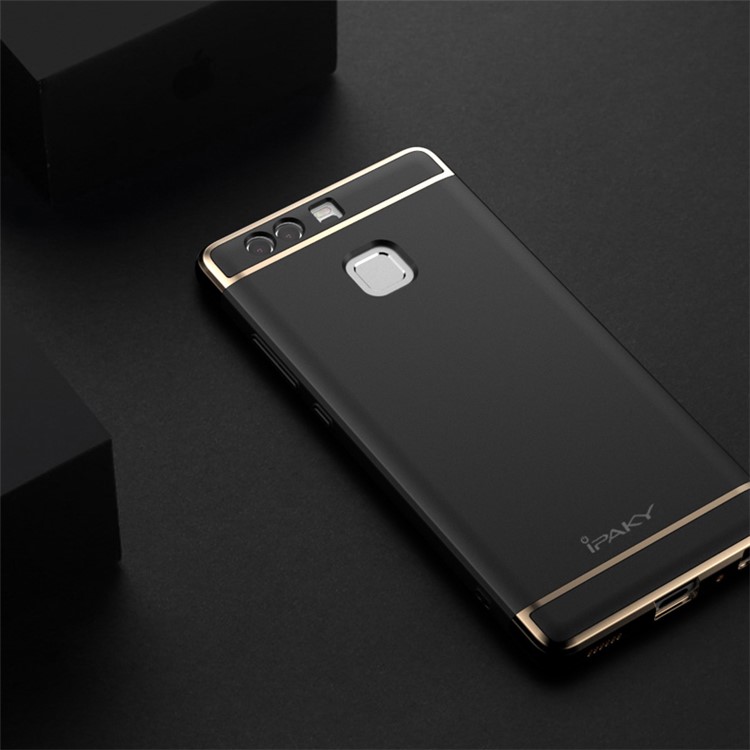 IPAKY 3-in-1 Electroplating PC Hard Mobile Case for Huawei P9 - Black-6
