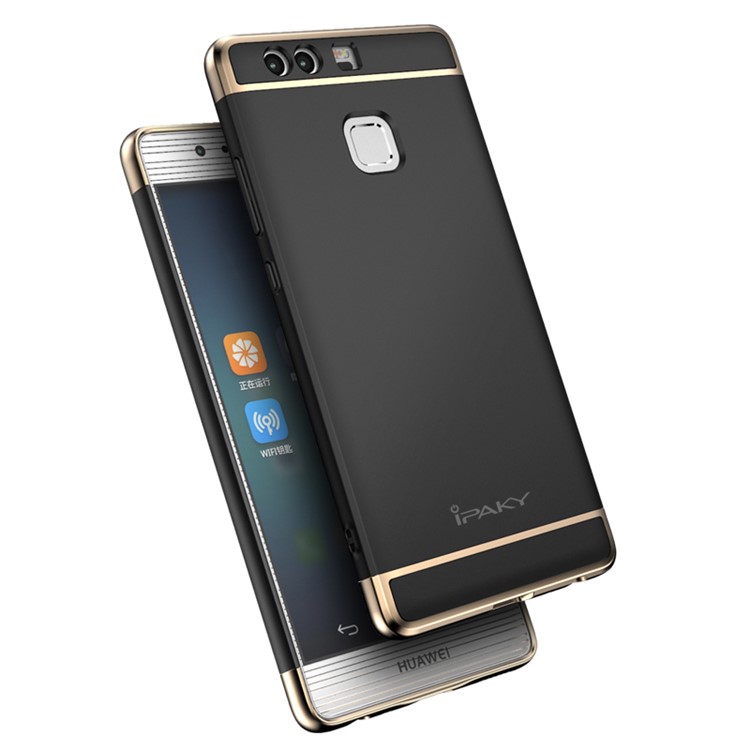 IPAKY 3-in-1 Electroplating PC Hard Mobile Case for Huawei P9 - Black-8