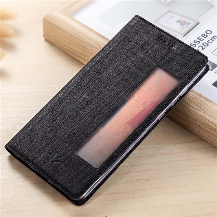 VILI DMX View Window Cross Texture Stand Leather Case for Huawei Mate 9 Pro/Mate 9 Porsche Design - Black-1
