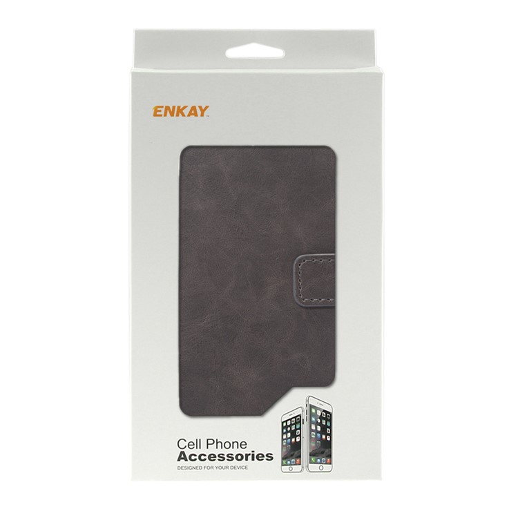ENKAY Crazy Horse PU Leather Stand Wallet Phone Shell Case for Huawei P10 - Black-7