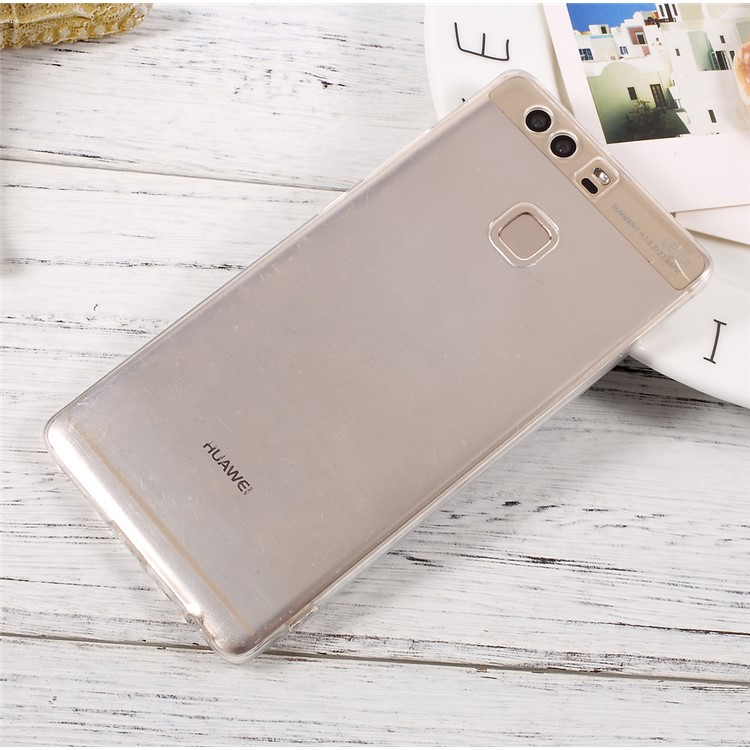 For Huawei P9 Clear TPU Cell Phone Case with Anti-dust Plugs - Transparent-1