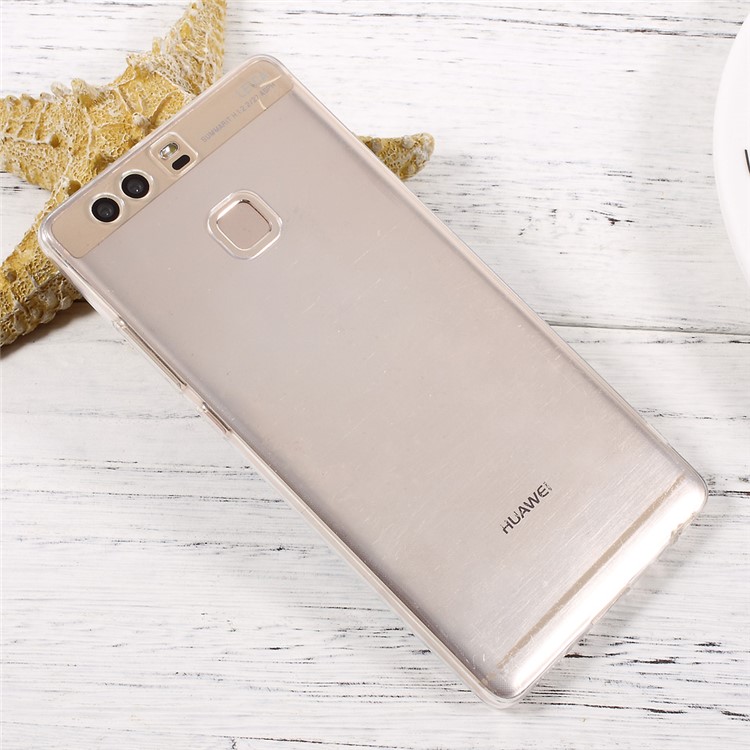 For Huawei P9 Clear TPU Cell Phone Case with Anti-dust Plugs - Transparent-3