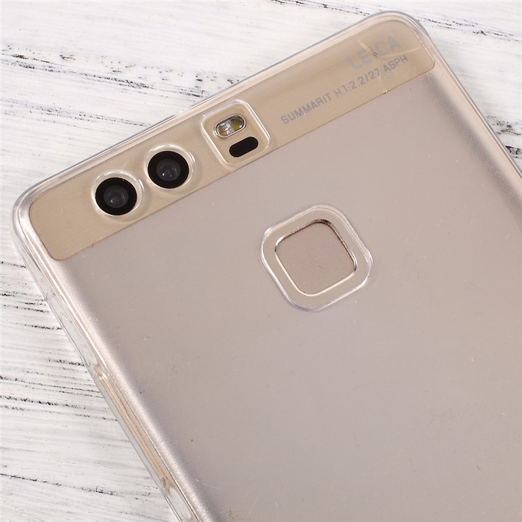 For Huawei P9 Clear TPU Cell Phone Case with Anti-dust Plugs - Transparent-4