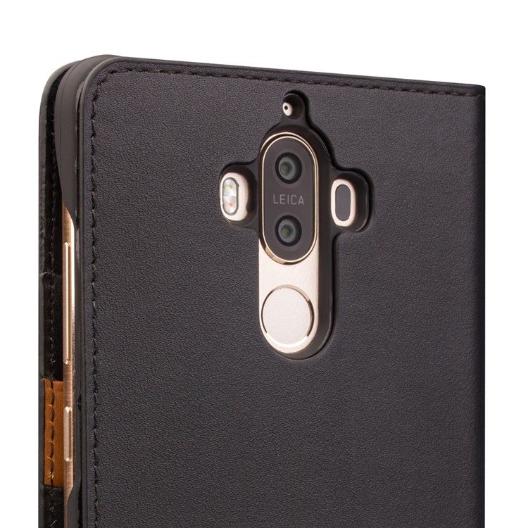 QIALINO Classic Gen II Top Layer Cowhide Leather Wallet Folio Case for Huawei Mate 9 - Black-4