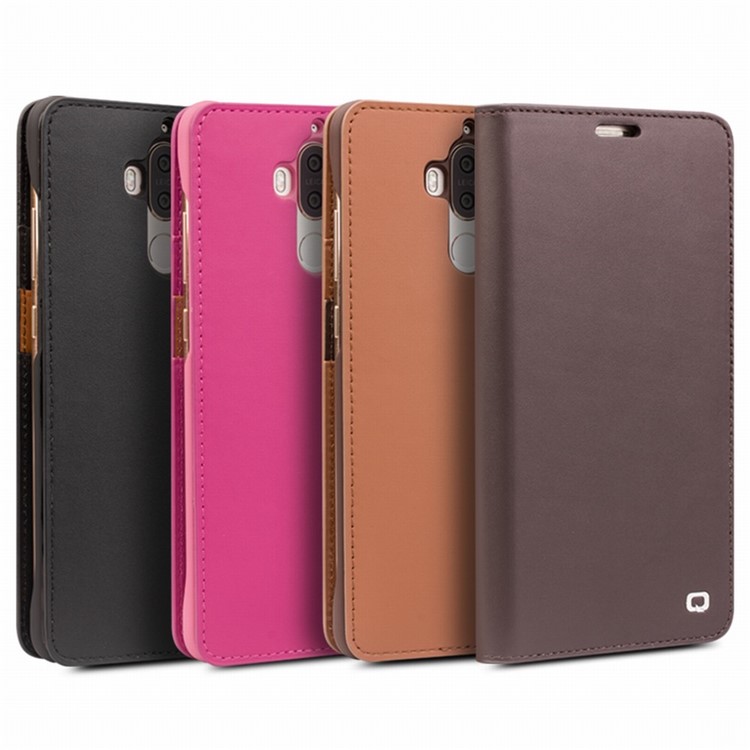 QIALINO Classic Gen II Top Layer Cowhide Leather Wallet Folio Case for Huawei Mate 9 - Black-6