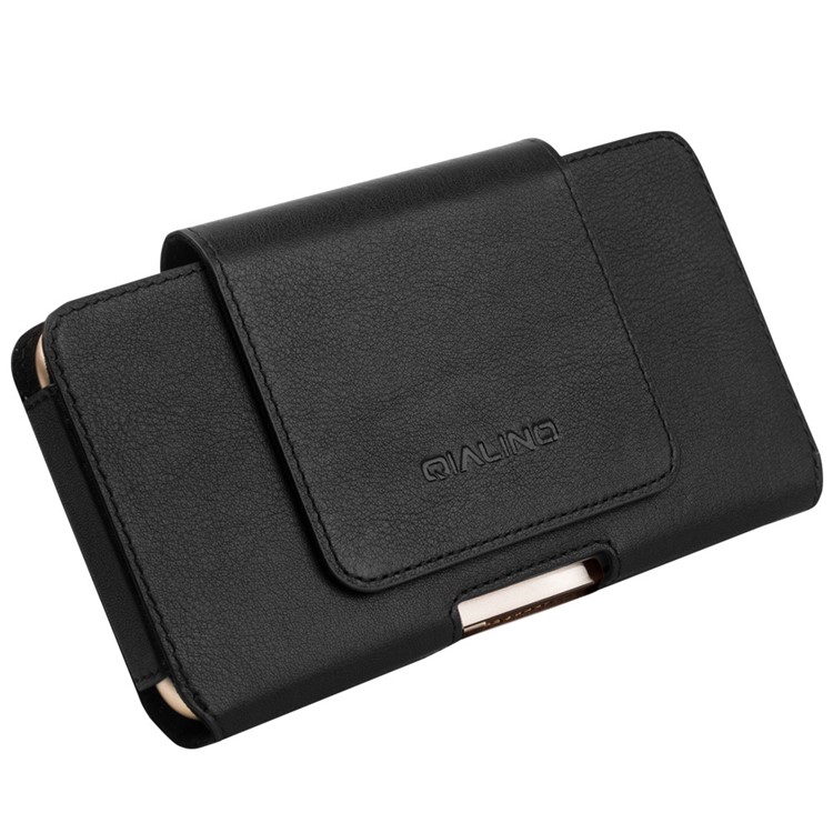 QIALINO Genuine Cowhide Leather Holster Mobile Case for Huawei Mate 9, Size: 16 x 9 x 1.4cm - Black-1