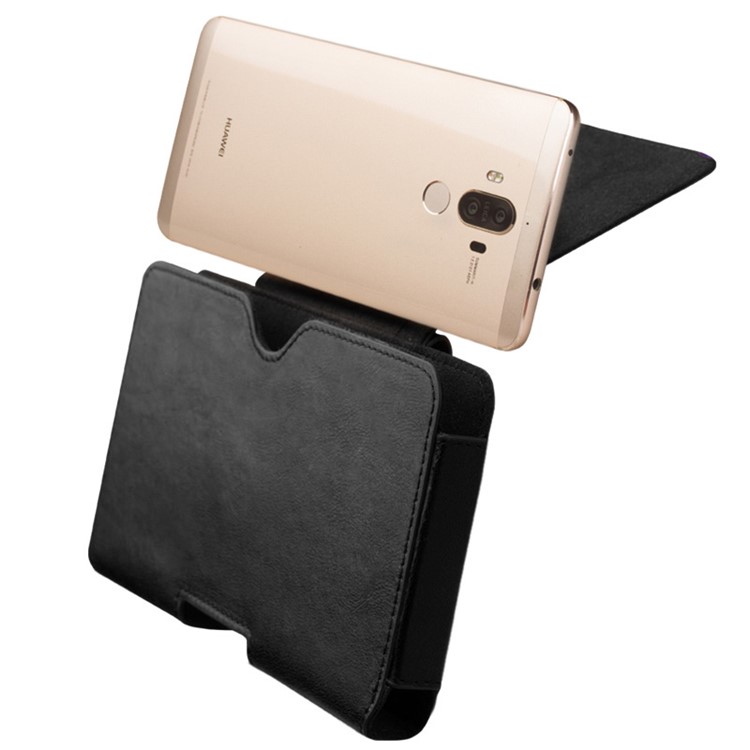 QIALINO Genuine Cowhide Leather Holster Mobile Case for Huawei Mate 9, Size: 16 x 9 x 1.4cm - Black-5