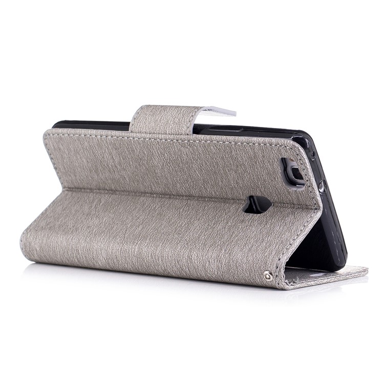 Imprinted Bear Warning Words Leather Wallet Case with Lanyard for Huawei P9 Lite/G9 Lite - Grey-4