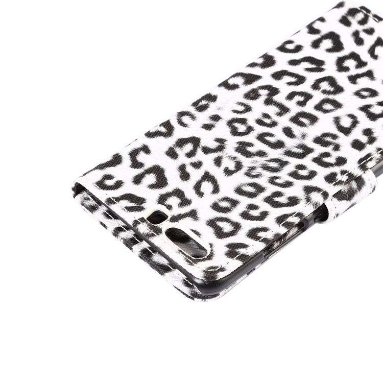Leopard Pattern Leather Wallet Stand Mobile Case for Huawei P10 Plus - White-7
