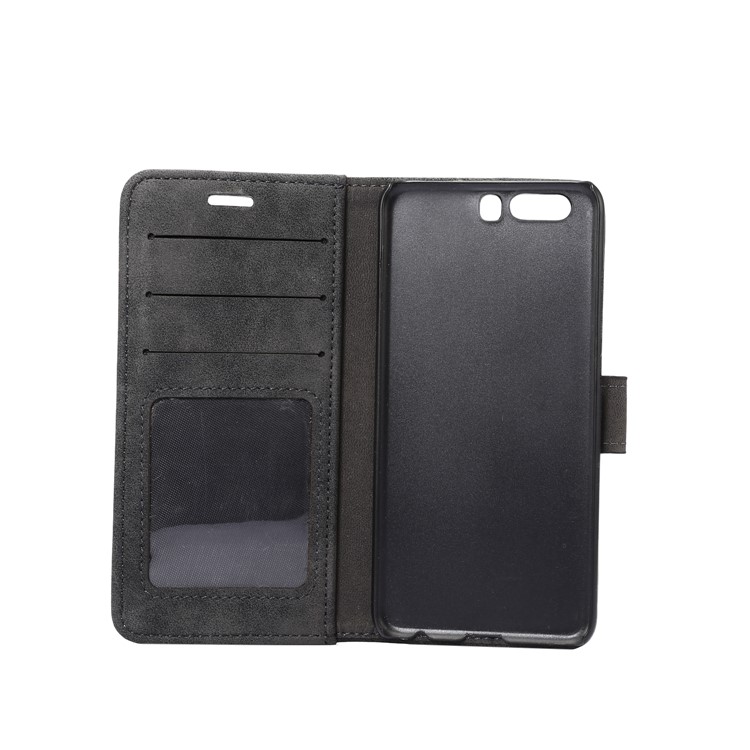 Retro Style Leather Wallet Flip Case Phone Accessory for Huawei P10 Plus - Black-4