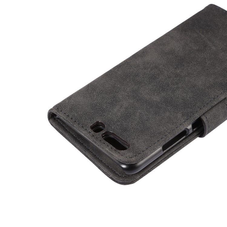Retro Style Leather Wallet Flip Case Phone Accessory for Huawei P10 Plus - Black-7
