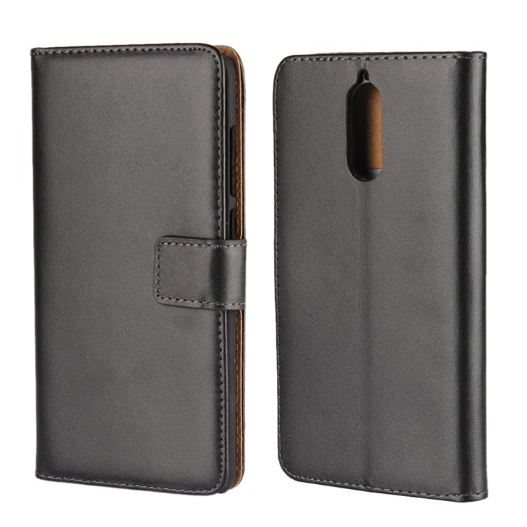 Genuine Split Leather Wallet Flip Case with Stand for Huawei Mate 9 Pro / Porsche Design - Black-1