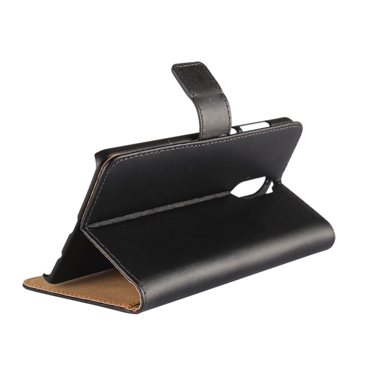 Genuine Split Leather Wallet Flip Case with Stand for Huawei Mate 9 Pro / Porsche Design - Black-4