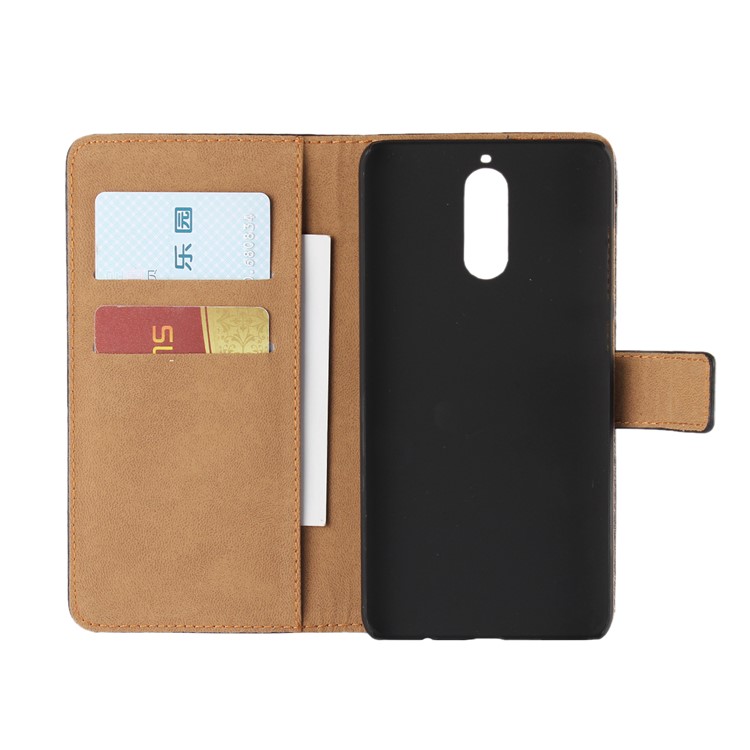 Genuine Split Leather Wallet Flip Case with Stand for Huawei Mate 9 Pro / Porsche Design - Black-5