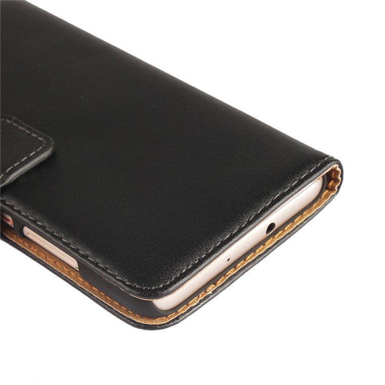 For Huawei nova Genuine Split Leather Wallet Stand Protective Case - Black-9