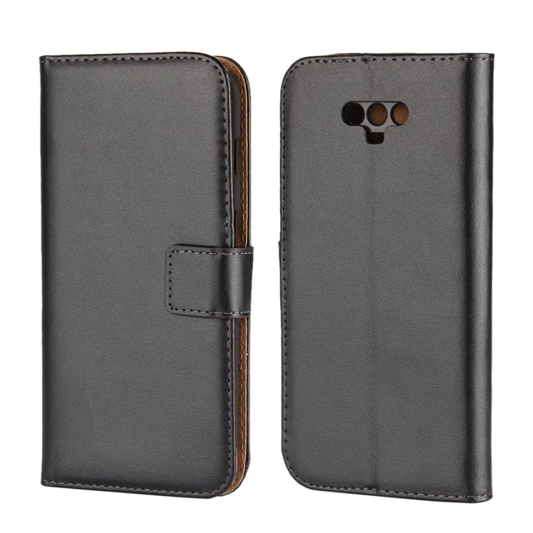 For Huawei Honor Magic Genuine Split Leather Wallet Stand Mobile Case - Black-1