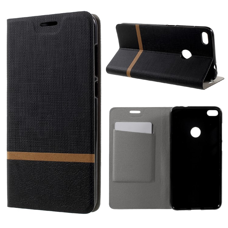 Cross Pattern Leather Card Holder Case for Huawei P9 Lite (2017) - Black-1