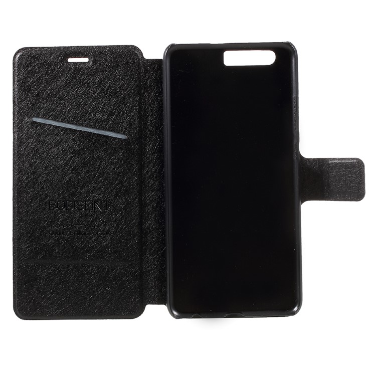 Silk Texture Leather Stand Card Slot Case for Huawei P10 Plus - Black-12