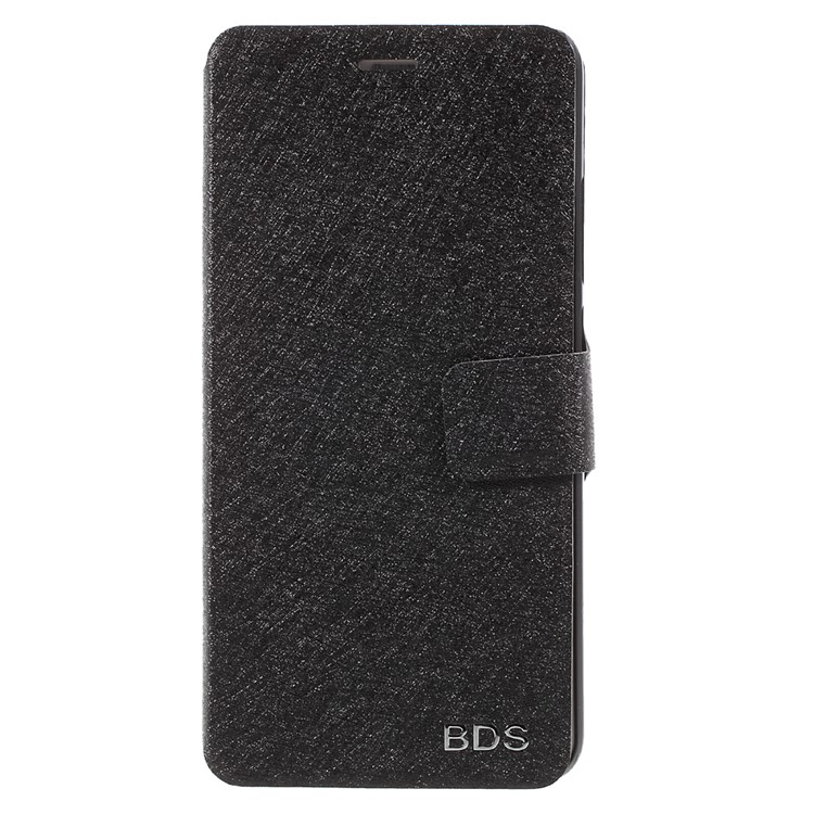 Silk Texture Leather Stand Card Slot Case for Huawei P10 Plus - Black-3