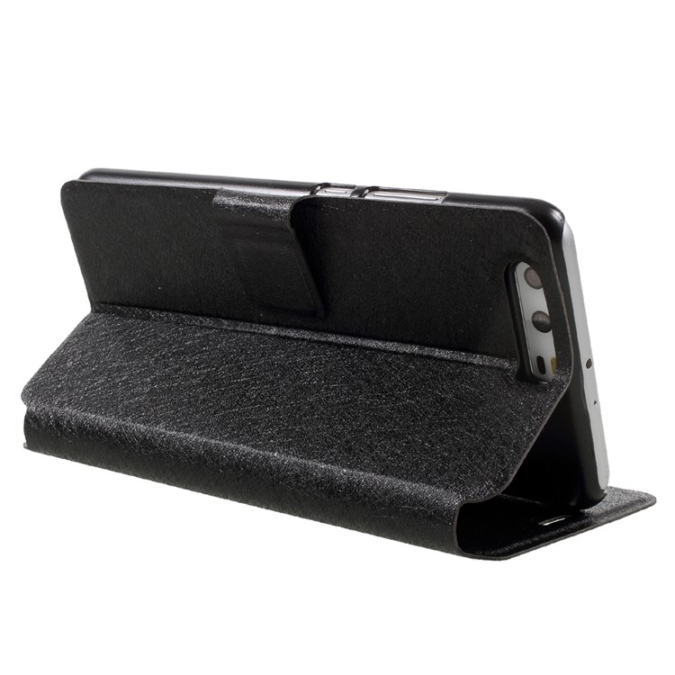 Silk Texture Leather Stand Card Slot Case for Huawei P10 Plus - Black-5