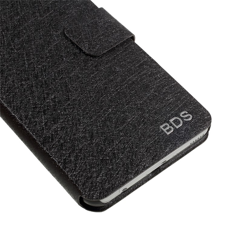 Silk Texture Leather Stand Card Slot Case for Huawei P10 Plus - Black-7