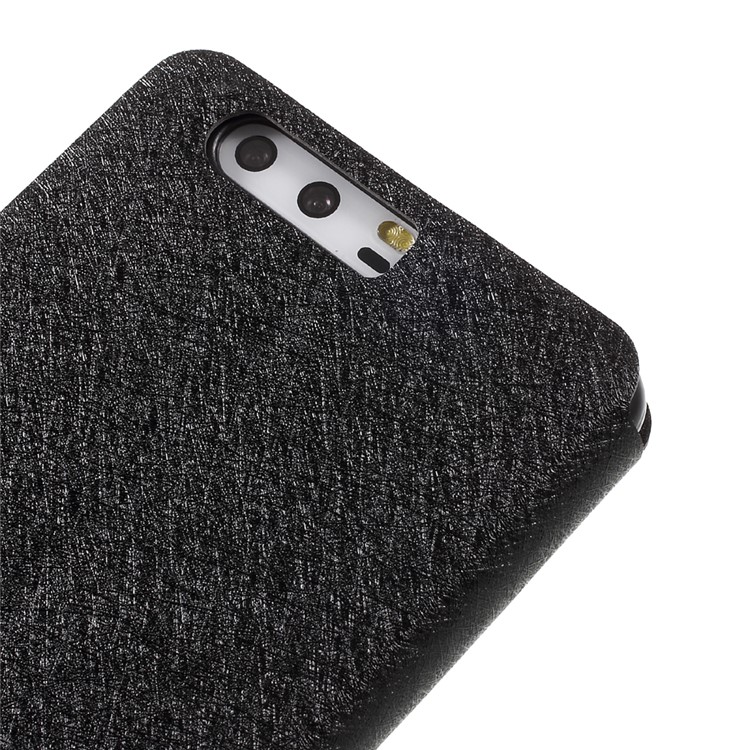 Silk Texture Leather Stand Card Slot Case for Huawei P10 Plus - Black-8