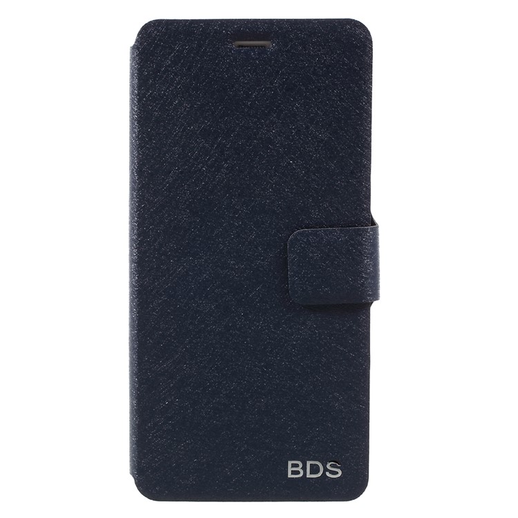 Silk Texture Stand Card Slot Leather Mobile Shell for Huawei P10 - Dark Blue-1
