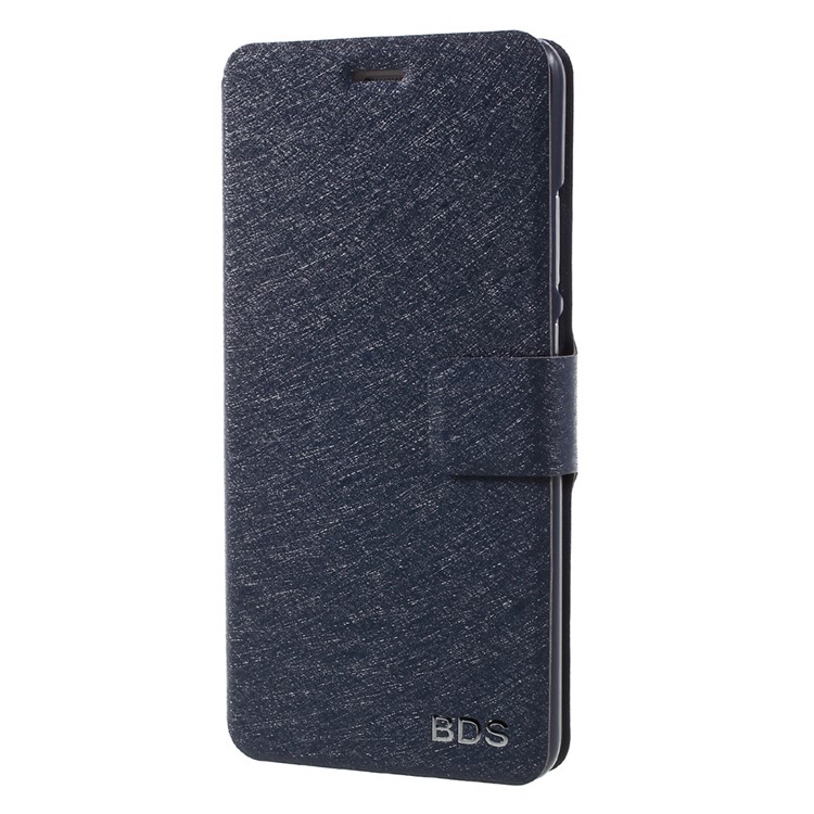 Silk Texture Stand Card Slot Leather Mobile Shell for Huawei P10 - Dark Blue-2