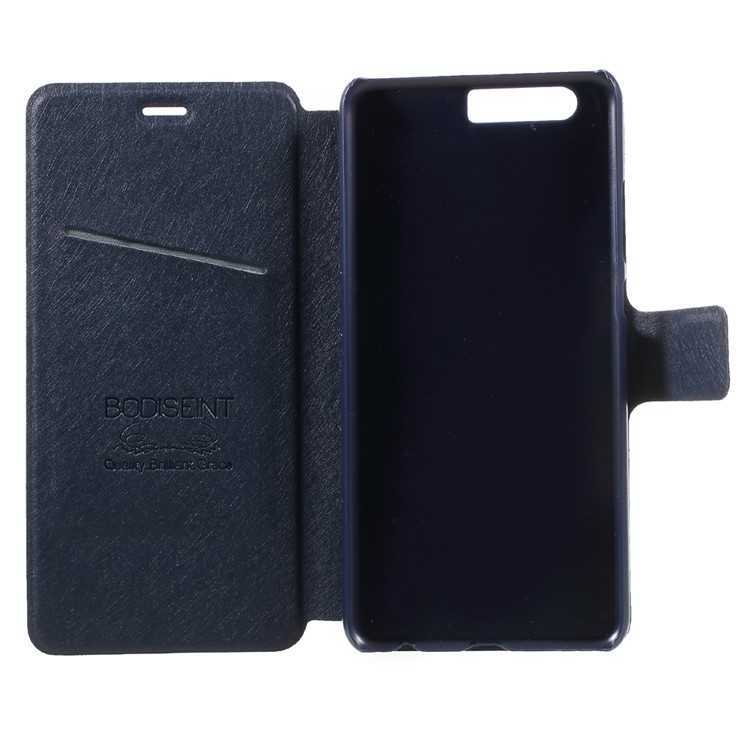 Silk Texture Stand Card Slot Leather Mobile Shell for Huawei P10 - Dark Blue-7