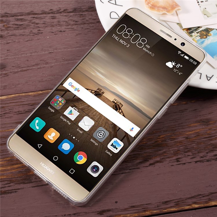 For Huawei Mate 9 Clear TPU Phone Case Shell with Anti-dust Plugs - Transparent-2