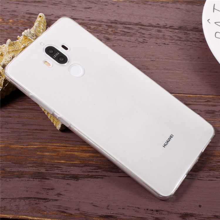 For Huawei Mate 9 Clear TPU Phone Case Shell with Anti-dust Plugs - Transparent-3