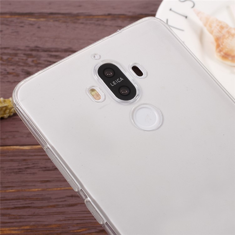 For Huawei Mate 9 Clear TPU Phone Case Shell with Anti-dust Plugs - Transparent-4