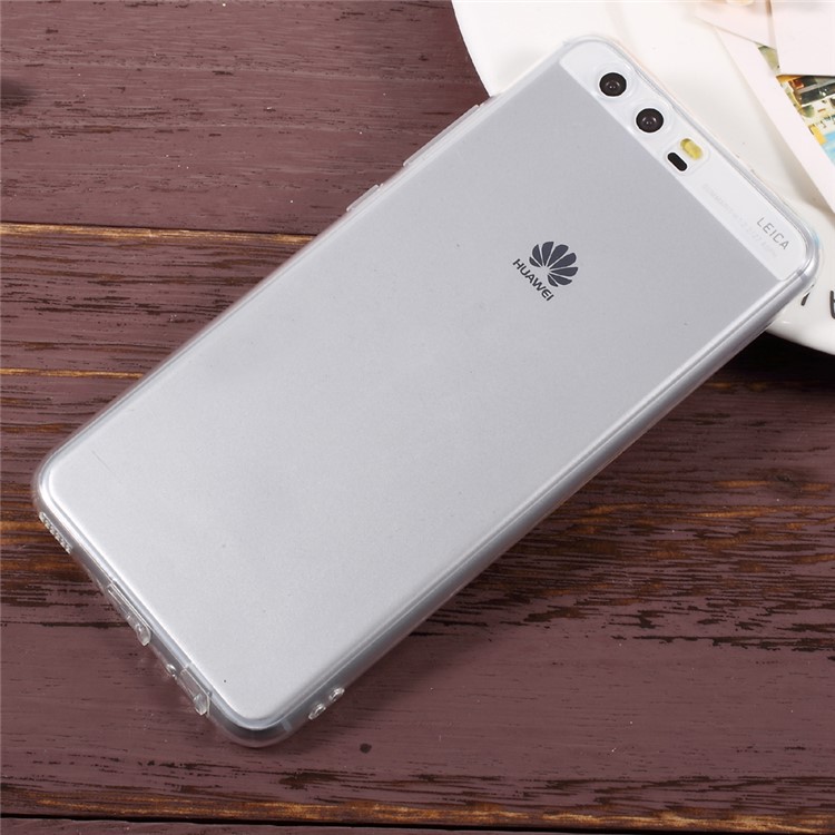 For Huawei P10 Plus Clear Soft TPU Phone Case Cover with Anti-dust Plugs - Transparent-1