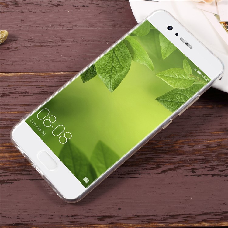 For Huawei P10 Plus Clear Soft TPU Phone Case Cover with Anti-dust Plugs - Transparent-2