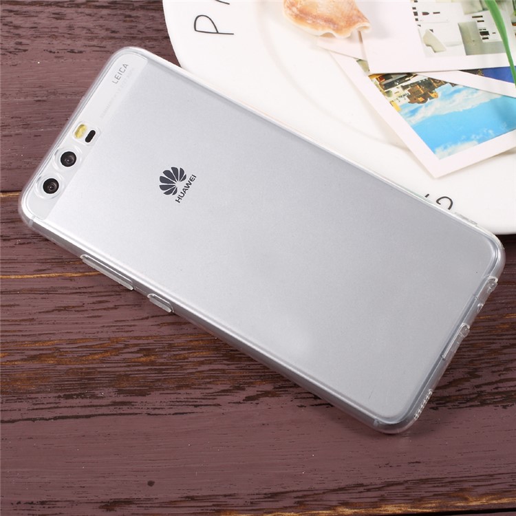 For Huawei P10 Plus Clear Soft TPU Phone Case Cover with Anti-dust Plugs - Transparent-3