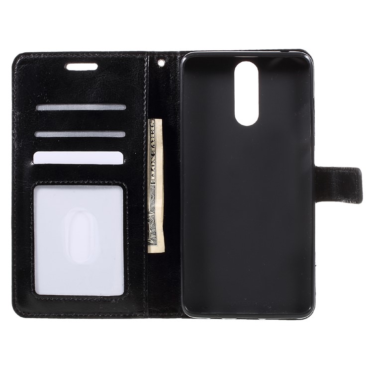 Crazy Horse Texture Leather Wallet Stand Case Cover for Huawei Mate 9 Pro/Mate 9 Porsche Design - Black-6