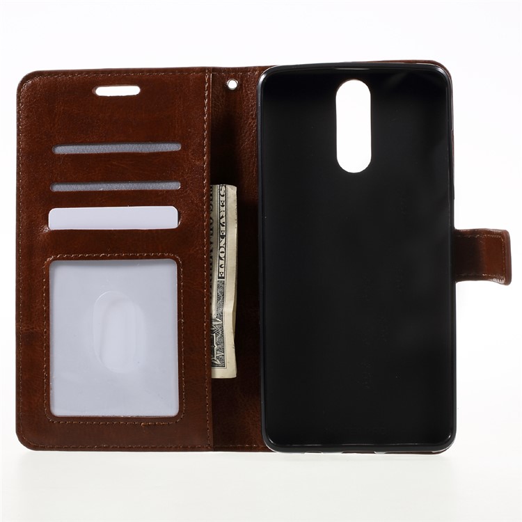 For Huawei Mate 9 Pro/Mate 9 Porsche Design Crazy Horse Texture Leather Wallet Stand Case Shell - Brown-6