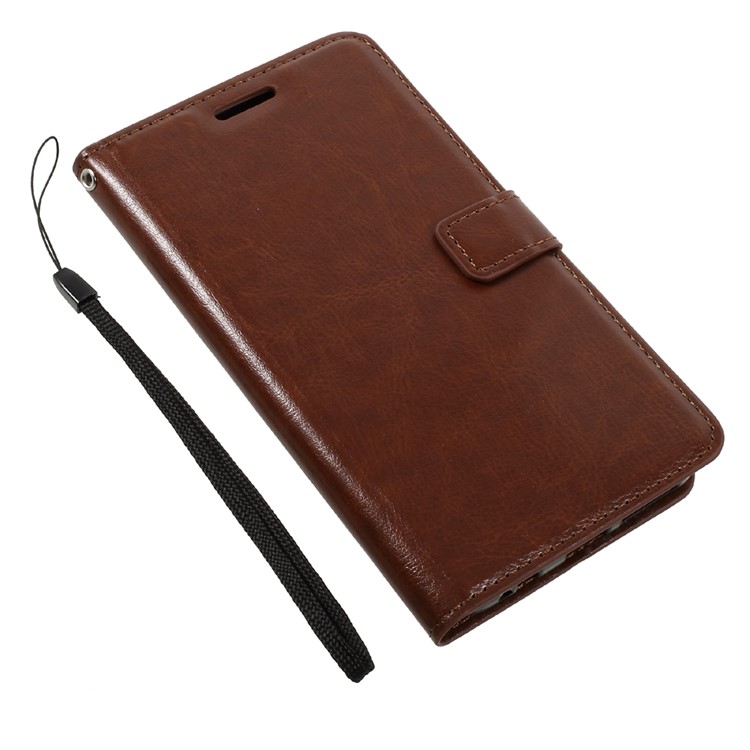 For Huawei Mate 9 Pro/Mate 9 Porsche Design Crazy Horse Texture Leather Wallet Stand Case Shell - Brown-7