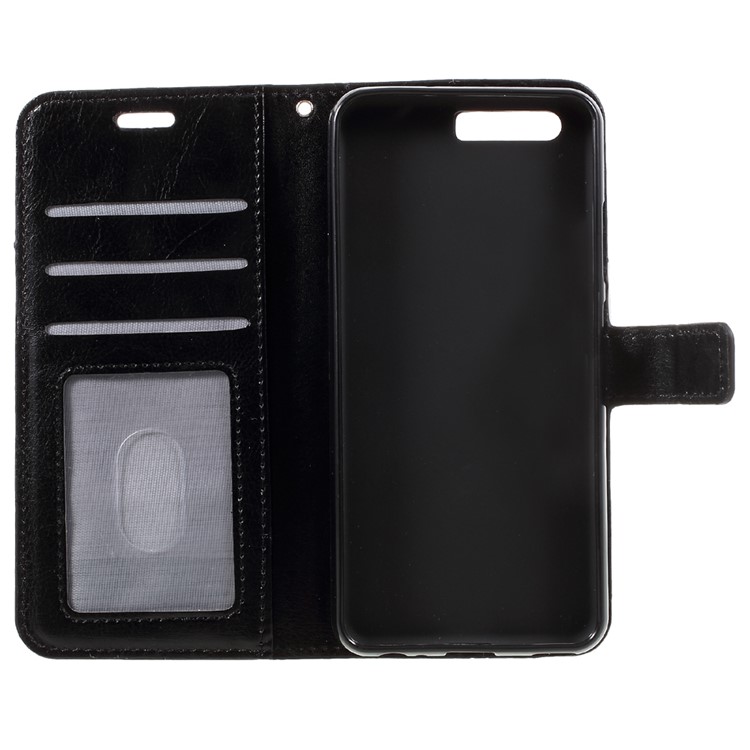 Crazy Horse ID/Credit Card Slots Leather Cellphone Case with Lanyard for Huawei P10 - Black-11