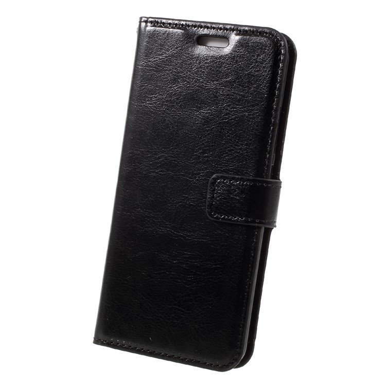 Crazy Horse ID/Credit Card Slots Leather Cellphone Case with Lanyard for Huawei P10 - Black-2