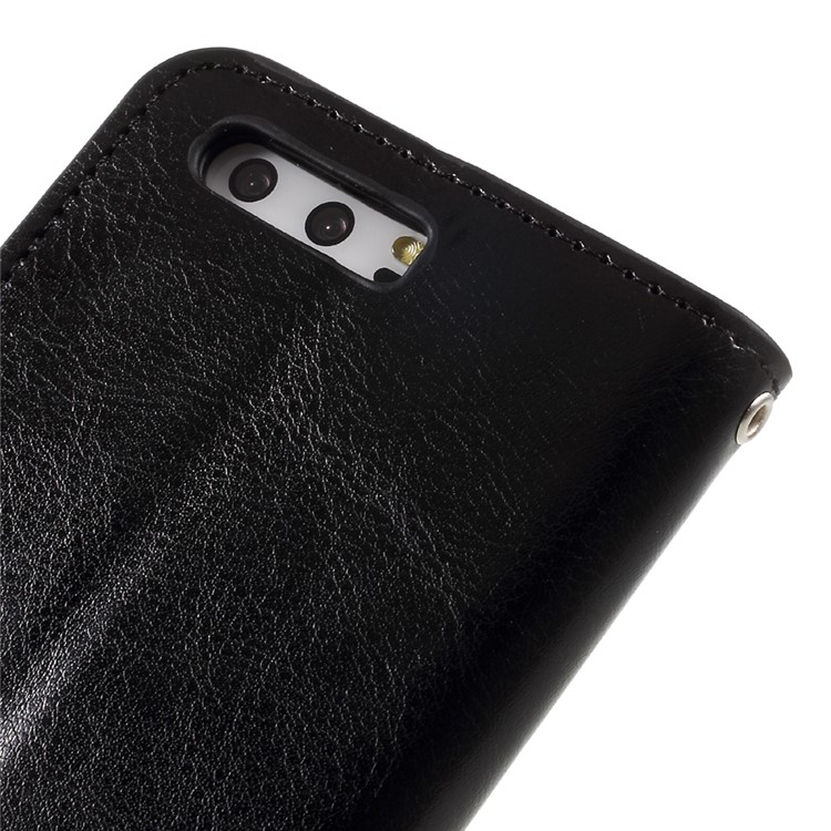 Crazy Horse ID/Credit Card Slots Leather Cellphone Case with Lanyard for Huawei P10 - Black-9