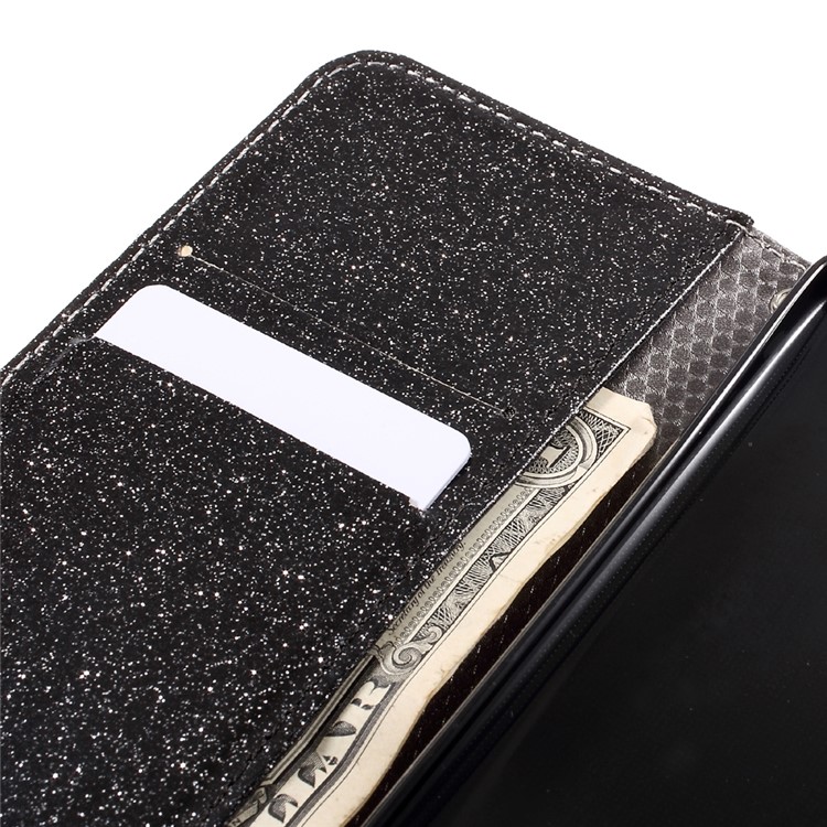 Glittery Smooth Leather Wallet Smartphone Case for Huawei Nova - Black-11